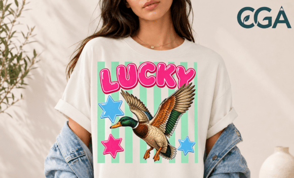 Lucky Duck Vintage Retro Pun Png: A Quirky Graphic with Character