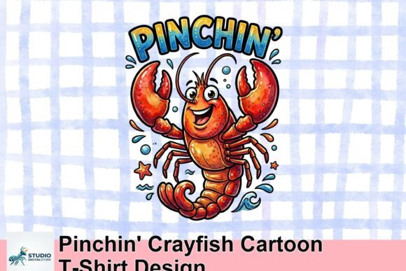 Pinchin' Crayfish Cartoon T-Shirt Design: A Splash of Playful Charm